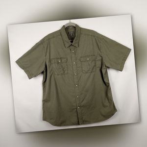 Eddie Bauer Men's 2XL Olive Green Short Sleeve Casual Button Front Shirt